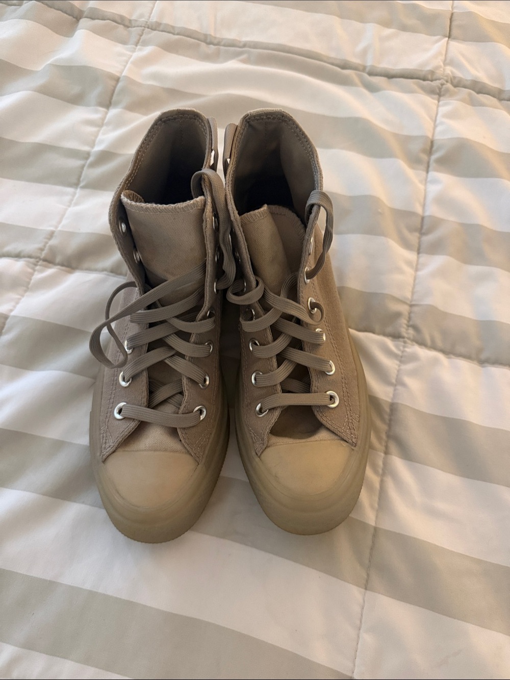 Converse High-Top Sneakers in Taupe